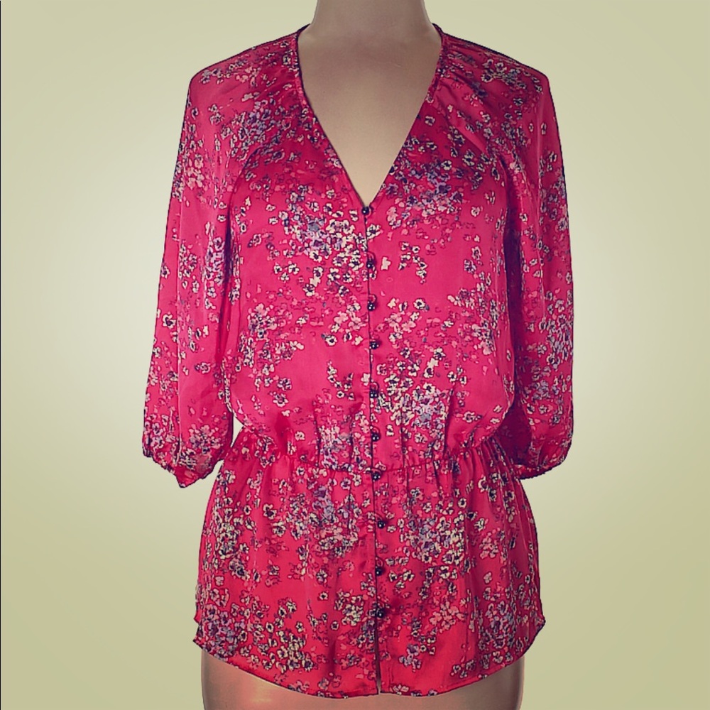 Banana Republic floral silk blouse